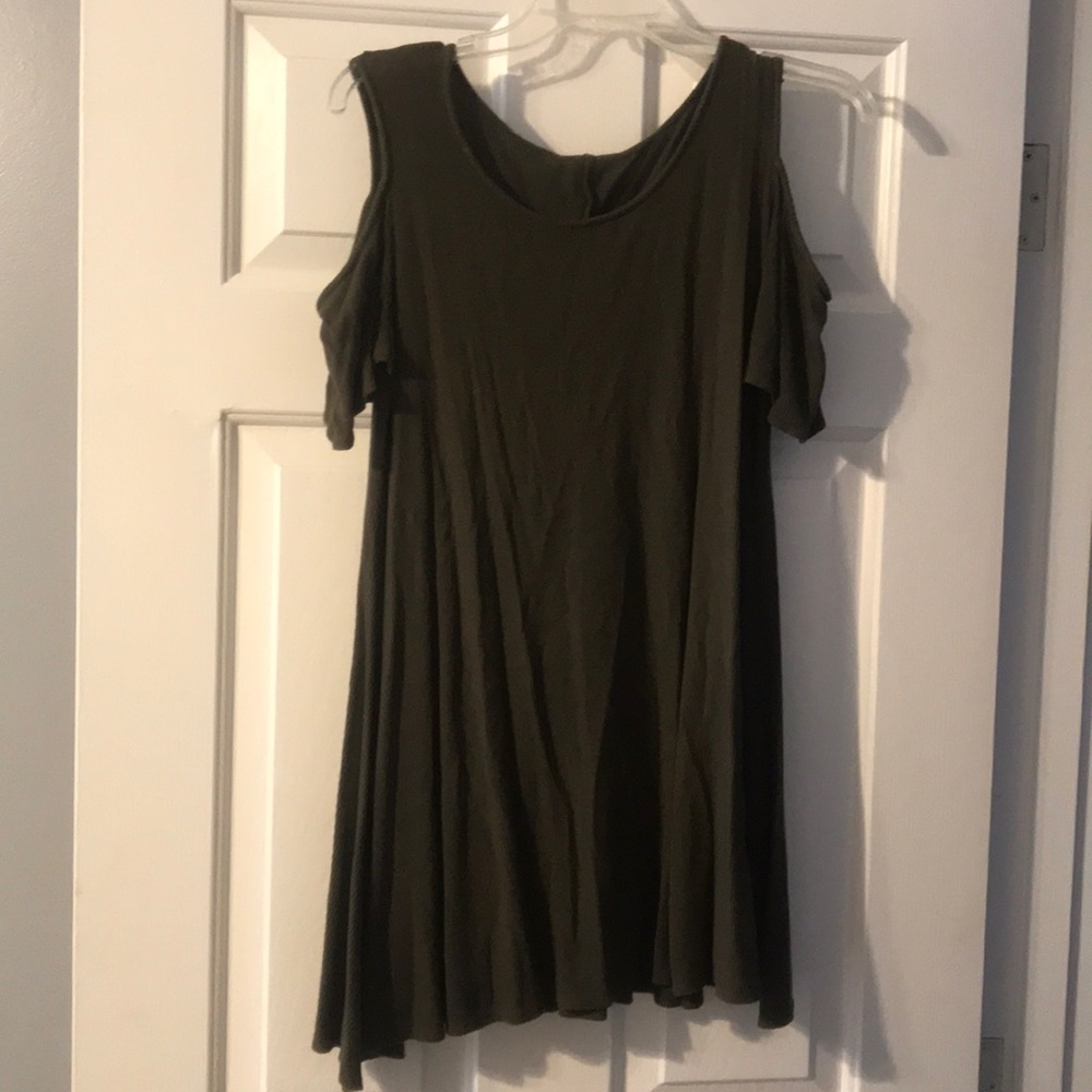 Army green short dress.